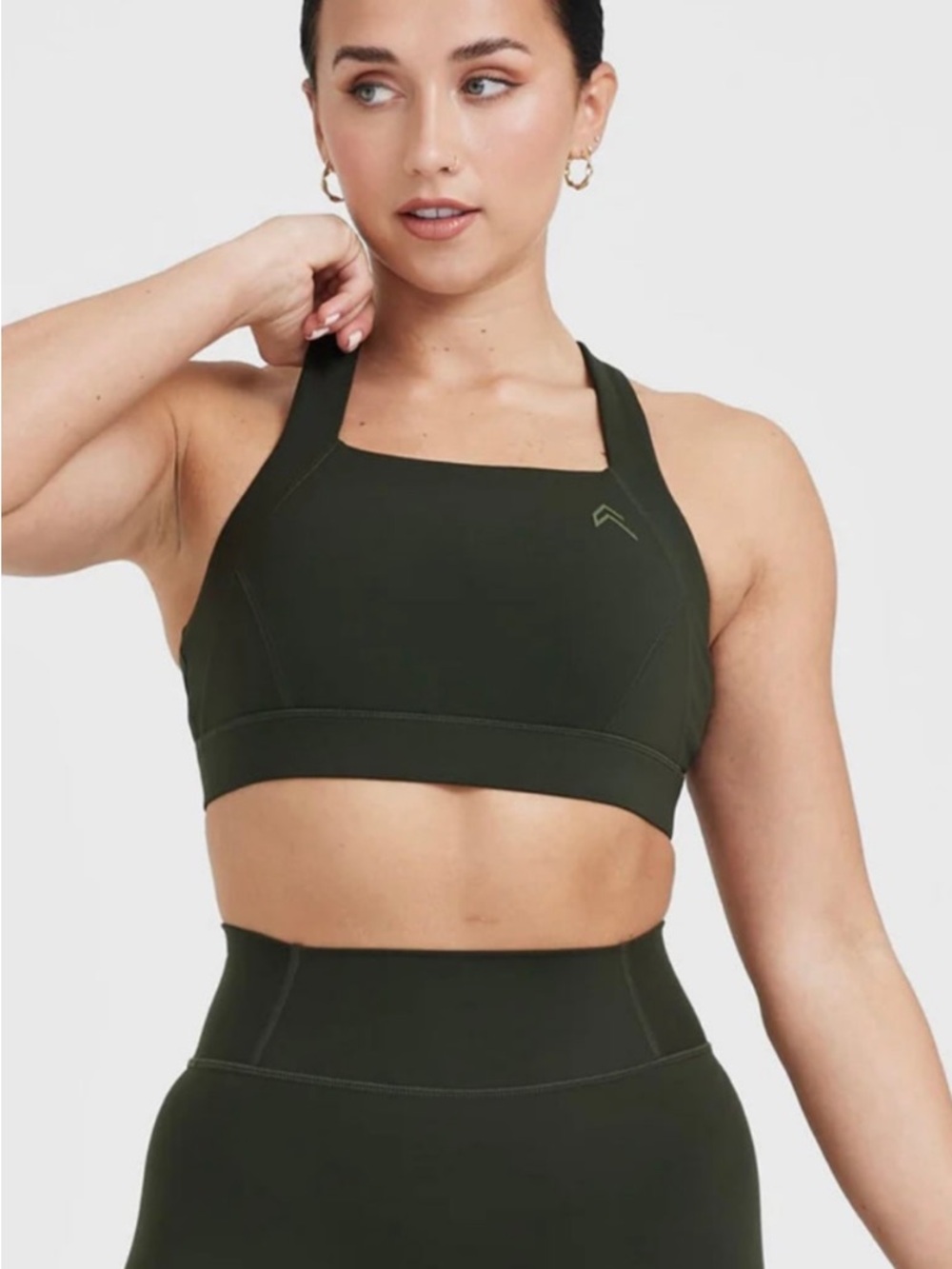 Oner Active Khaki Cross-Back Timeless Sports Bra